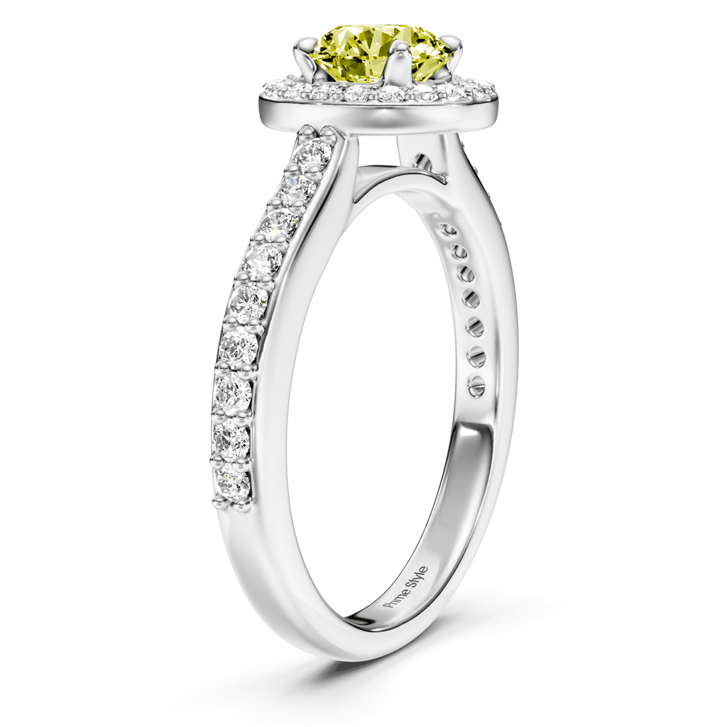 1.40-4.40 CT Round Cut Fancy Yellow Diamonds - Engagement Ring