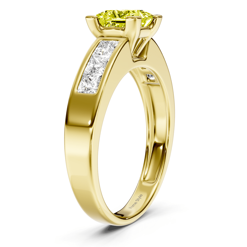 1.80 - 4.80 CT Princess Cut Fancy Yellow Diamonds - Engagement Ring - Primestyle.com