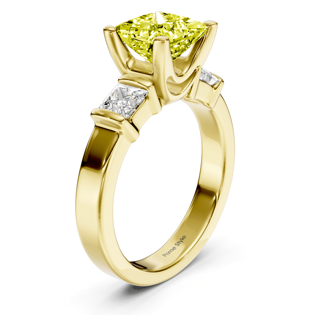 1.50-4.50 CT Princess Cut Fancy Yellow Diamonds - Engagement Ring