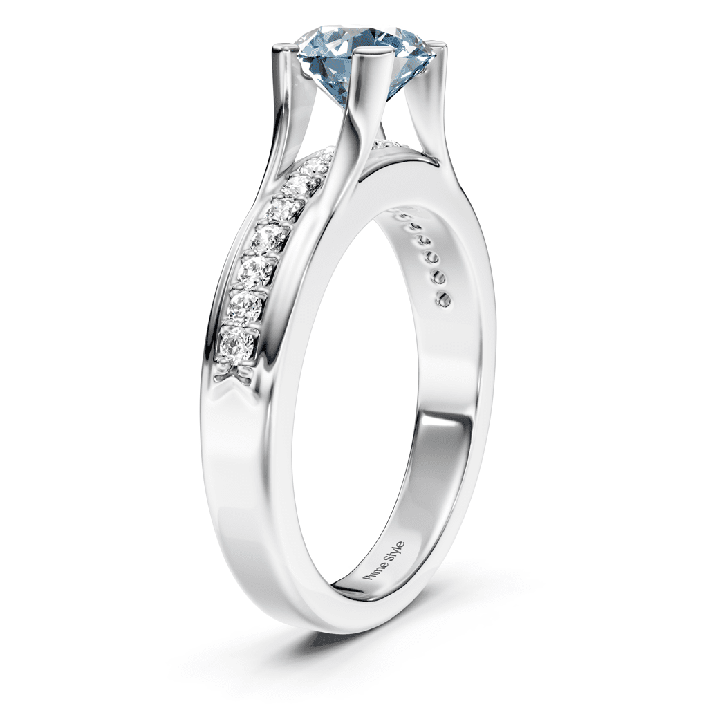 1.25-4.25 CT Round Cut Fancy Blue Diamonds - Engagement Ring