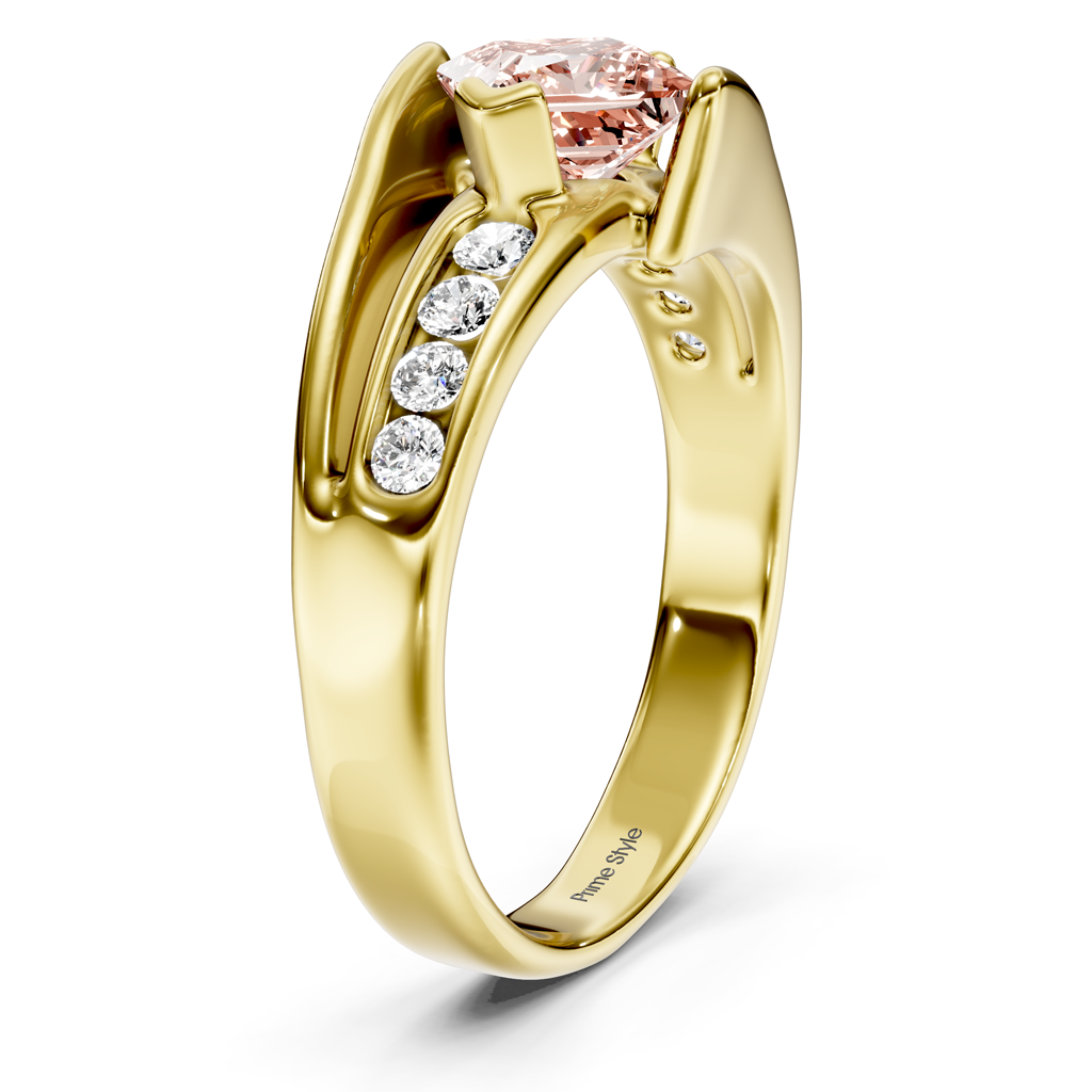 1.25-4.25 CT Princess &amp; Round Cut Fancy Pink Diamonds - Engagement Ring