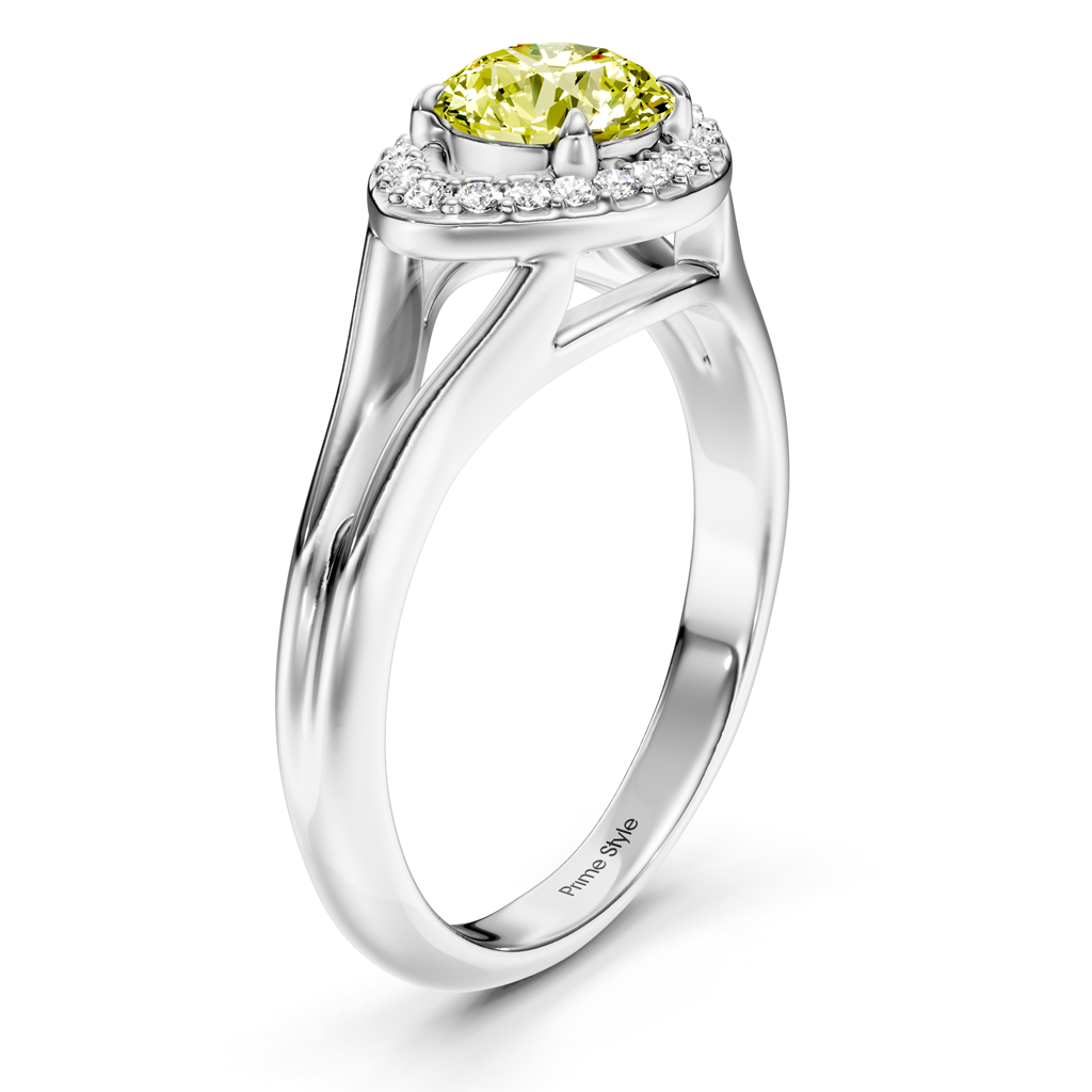1.10-4.10 CT Round Cut Fancy Yellow Diamonds - Engagement Ring