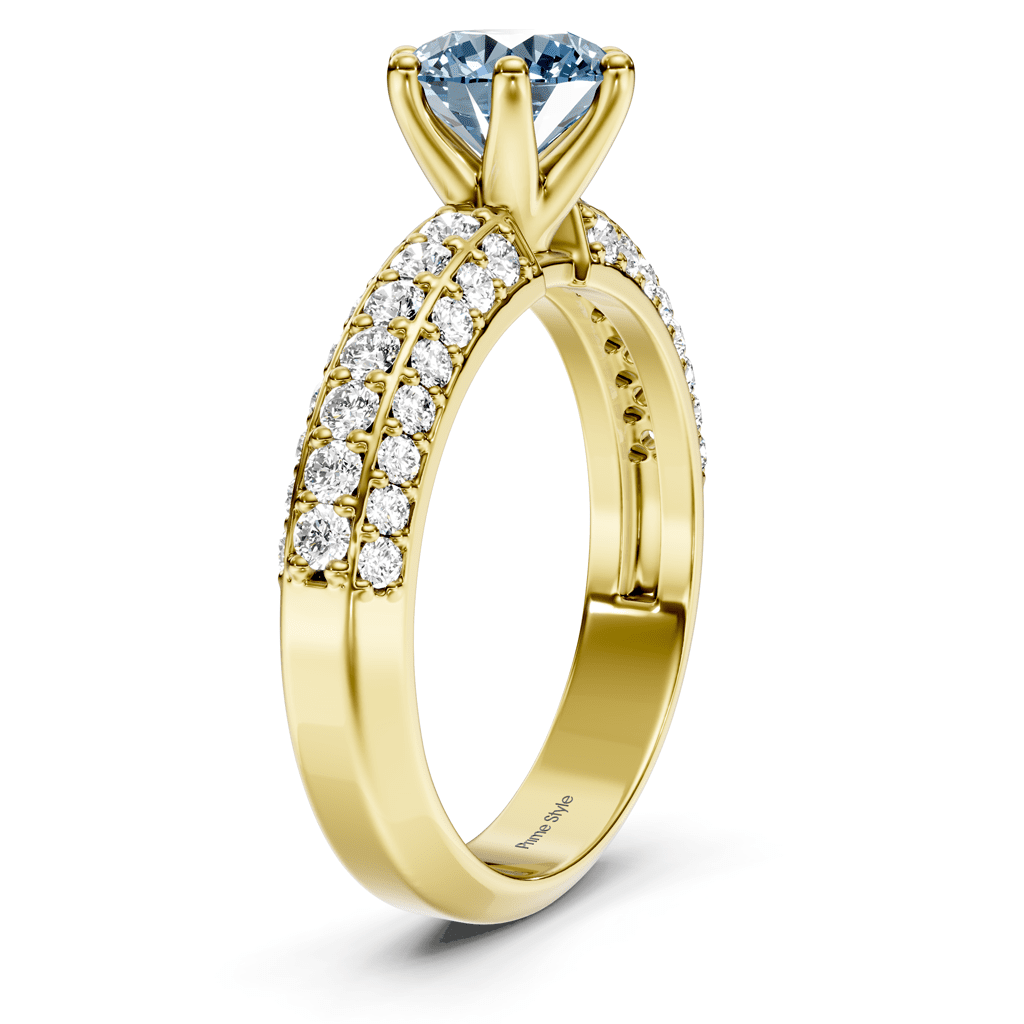 1.60 - 4.60 CT Round Cut Fancy Blue Diamonds - Engagement Ring - Primestyle.com