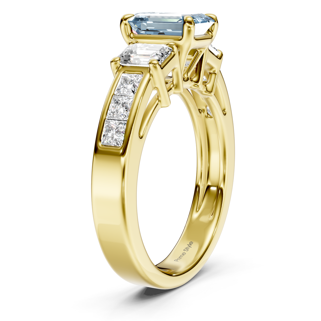 2.20-5.20 CT Emerald & Princess Cut Fancy Blue Diamonds - Engagement Ring