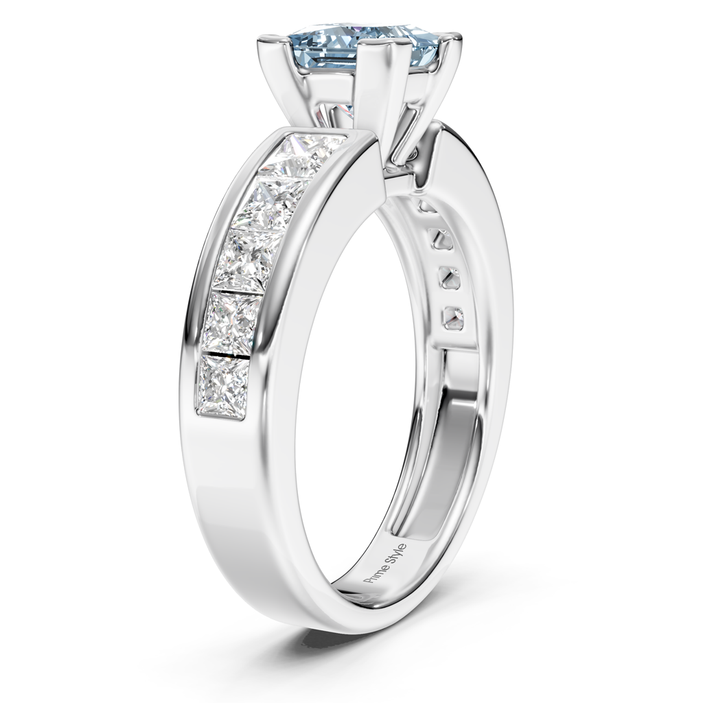 2.20-5.20 CT Princess Cut Fancy Blue Diamonds - Engagement Ring