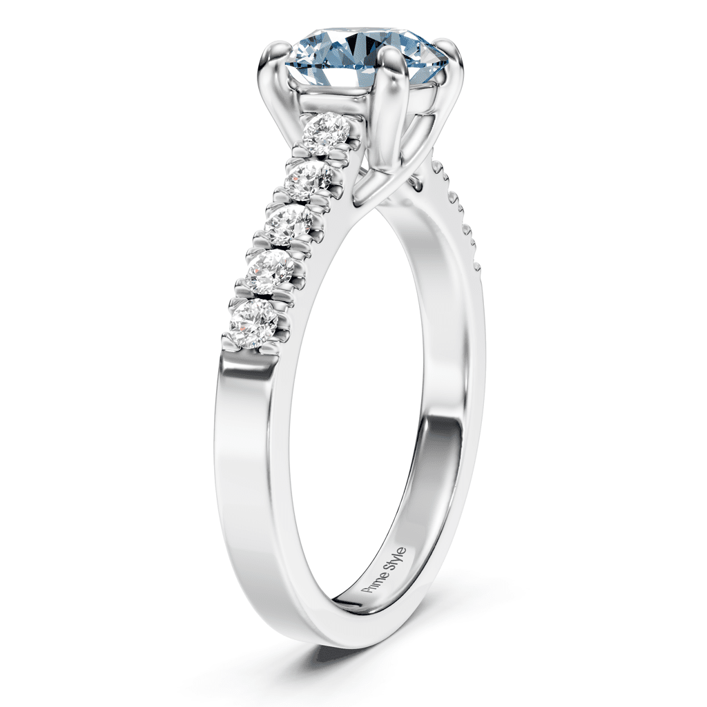 1.25-4.25 CT Round Cut Fancy Blue Diamonds - Engagement Ring