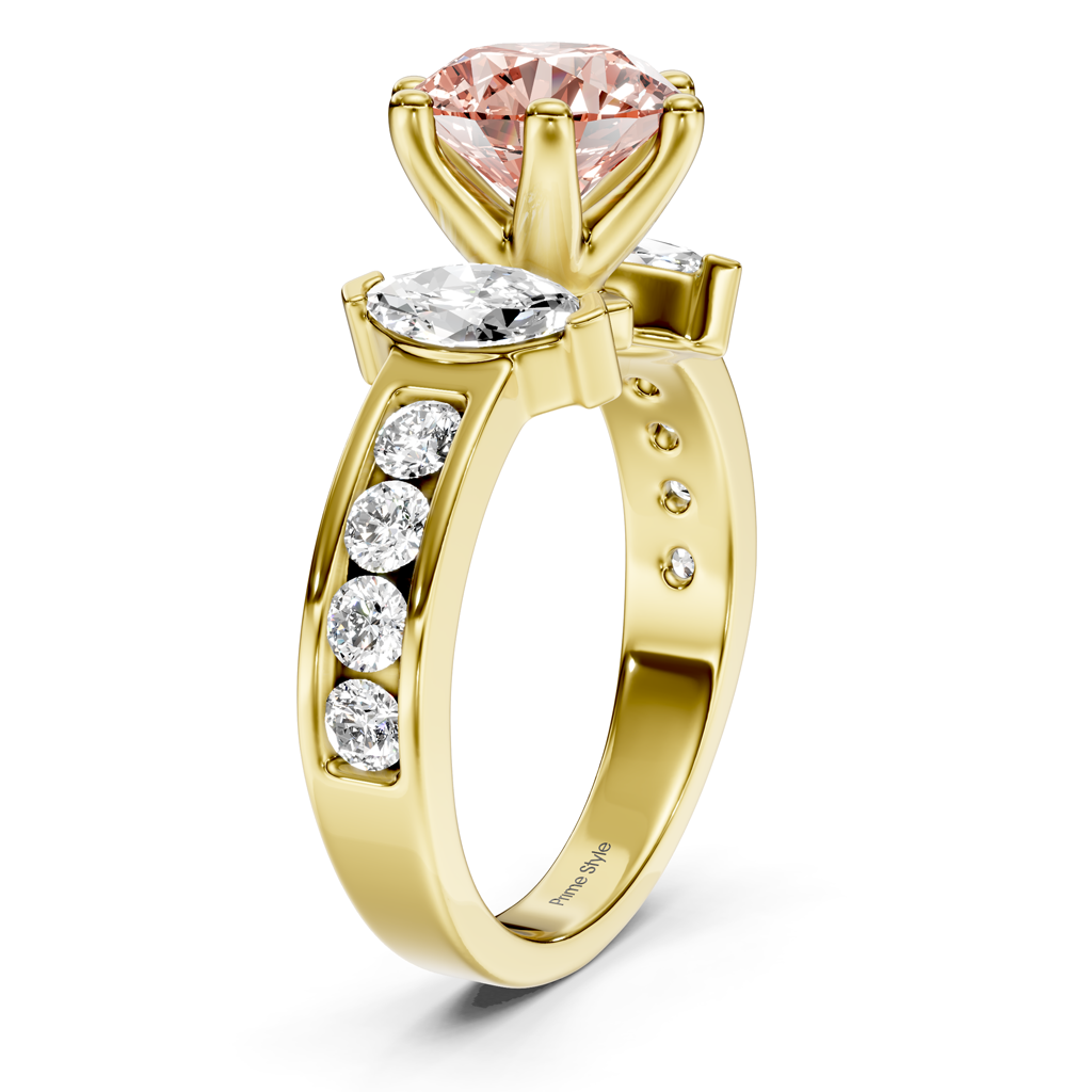 1.85-4.85 CT Marquise &amp; Round Cut Fancy Pink Diamonds - Engagement Ring
