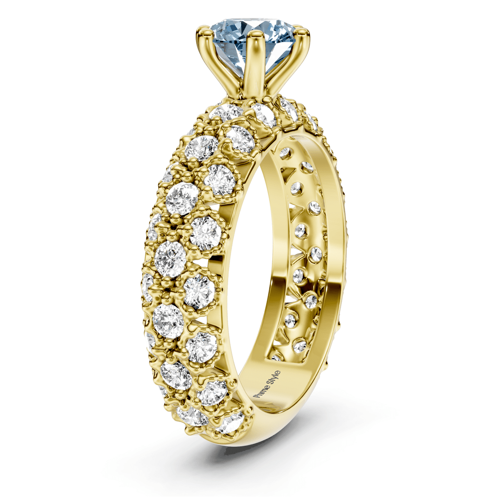 2.50-5.50 CT Round Cut Fancy Blue Diamonds - Engagement Ring