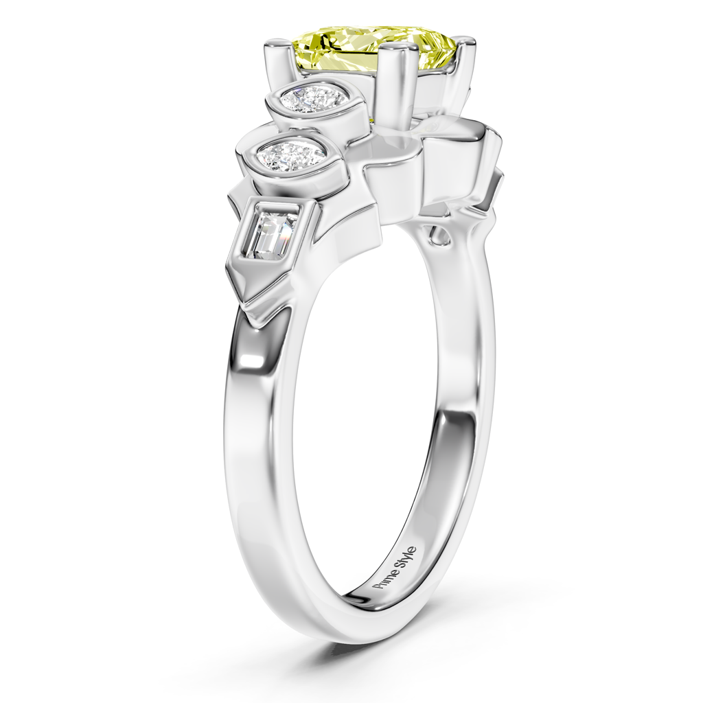 1.25-4.25 CT Baguette &amp; Marquise &amp; Princess Cut Fancy Yellow Diamonds - Engagement Ring