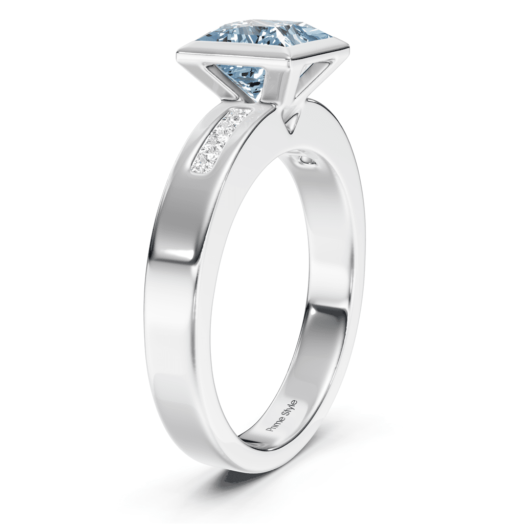 1.20 - 4.20 CT Princess Cut Fancy Blue Diamonds - Engagement Ring - Primestyle.com