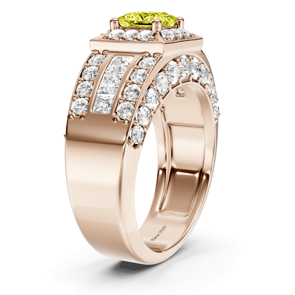 3.45-6.45 CT Princess & Round Cut Fancy Yellow Diamonds - Engagement Ring