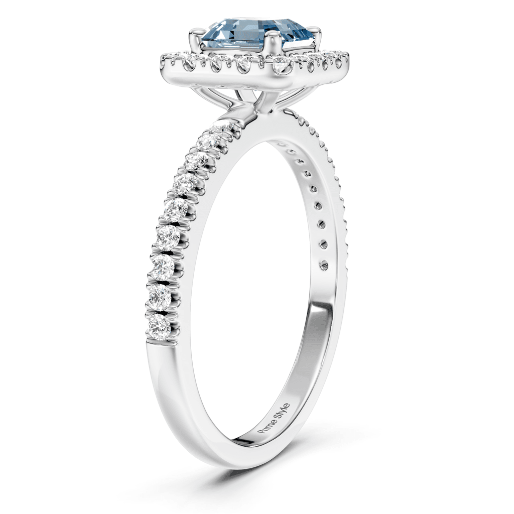 1.45 - 4.45 CT Ascher &amp; Round Cut Fancy Blue Diamonds - Engagement Ring - Primestyle.com