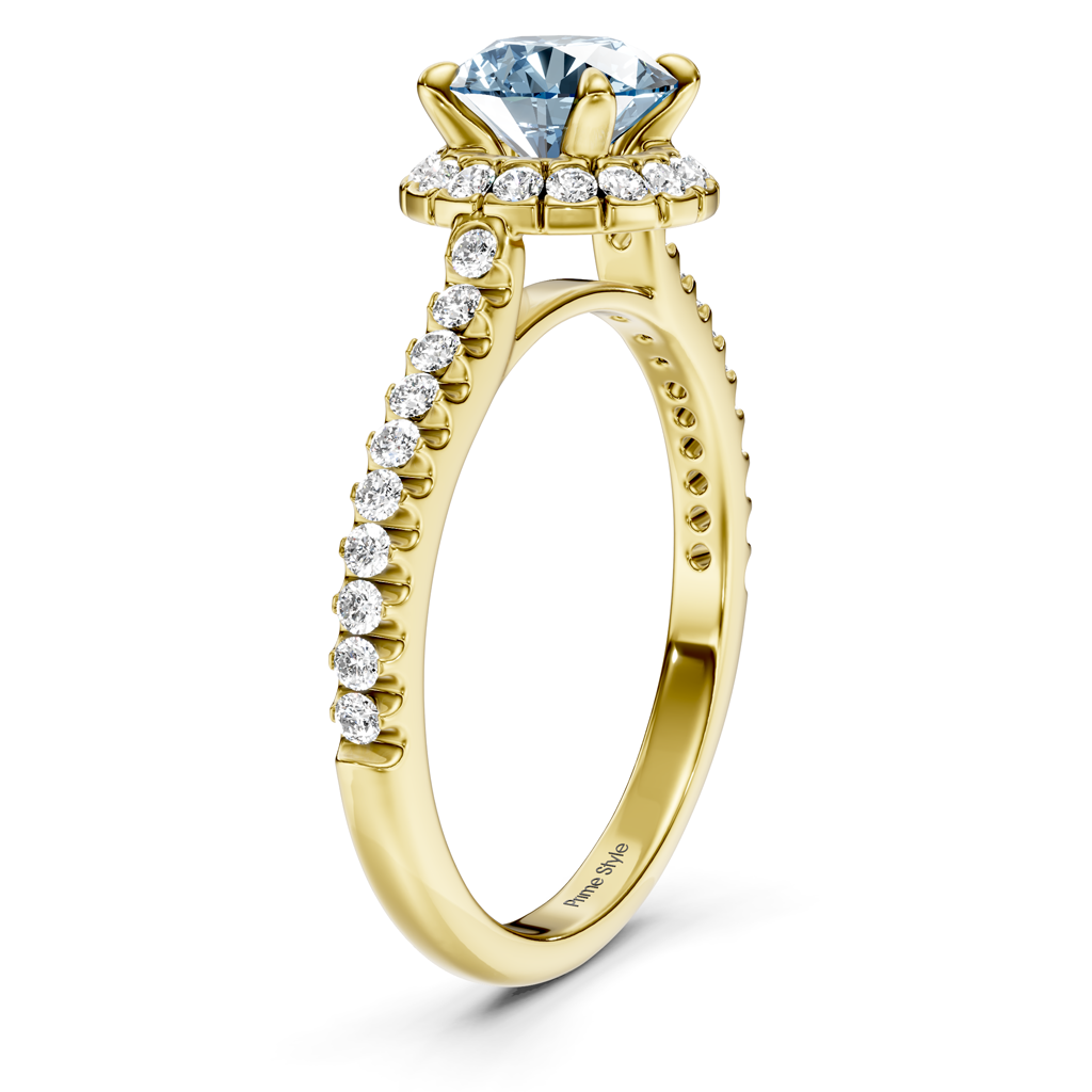 1.35-4.35 CT Round Cut Fancy Blue Diamonds - Engagement Ring