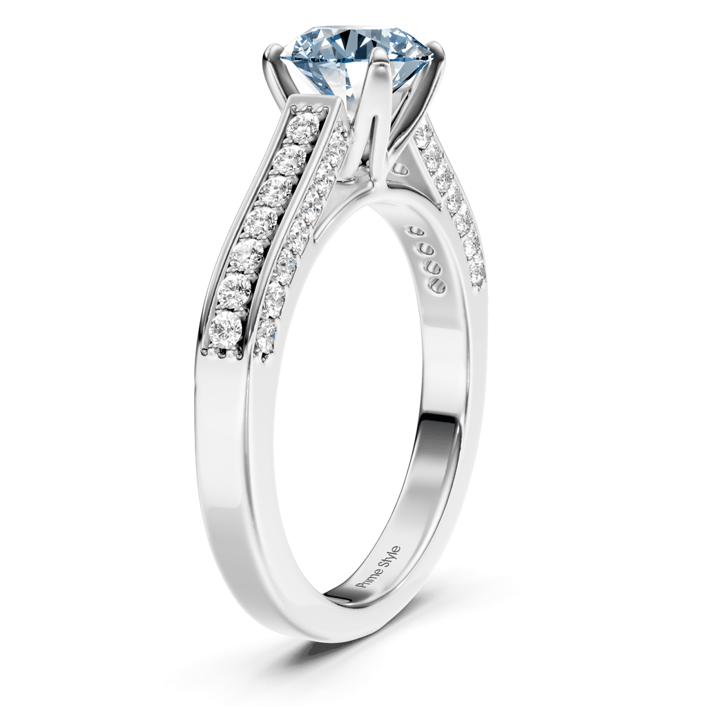 1.40-4.40 CT Round Cut Fancy Blue Diamonds - Engagement Ring
