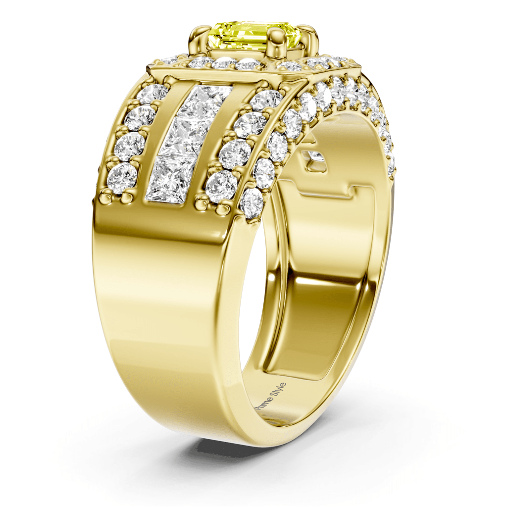 2.70 - 5.70 CT Emerald &amp; Round Cut Fancy Yellow Diamonds - Engagement Ring - Primestyle.com