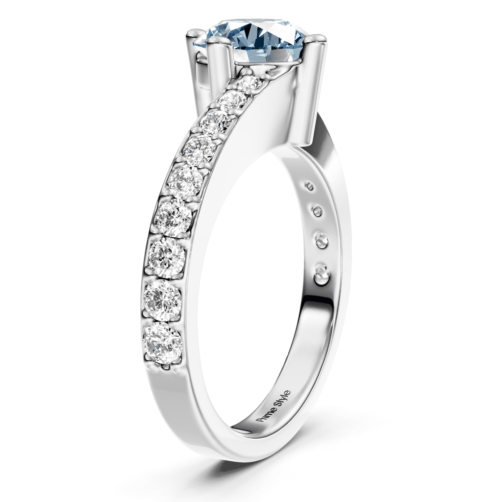 1.35 - 4.35 CT Round Cut Fancy Blue Diamonds - Engagement Ring - Primestyle.com