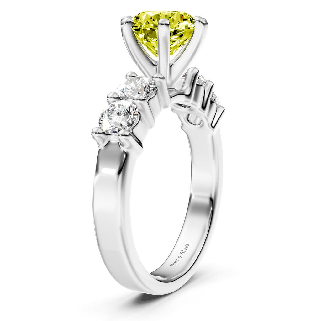1.60-4.60 CT Round Cut Fancy Yellow Diamonds - Engagement Ring