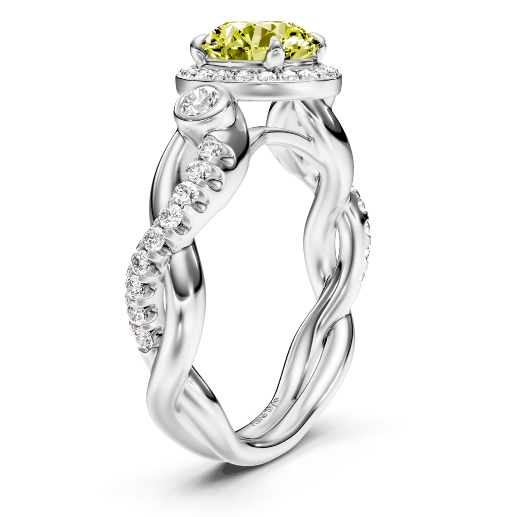 1.70-4.70 CT Princess &amp; Round Cut Fancy Yellow Diamonds - Engagement Ring