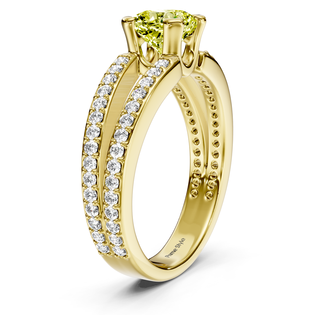 1.50-4.50 CT Cushion &amp; Round Cut Fancy Yellow Diamonds - Engagement Ring