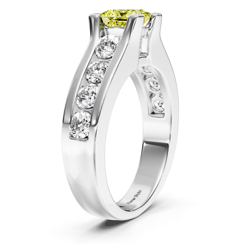 1.80-4.80 CT Princess &amp; Round Cut Fancy Yellow Diamonds - Engagement Ring