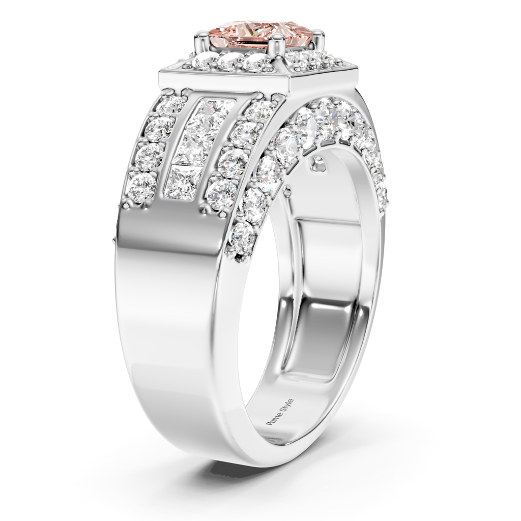 3.45-6.45 CT Princess &amp; Round Cut Fancy Pink Diamonds - Engagement Ring