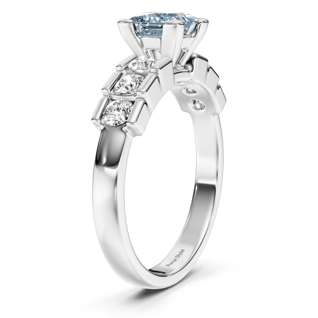 1.60-4.60 CT Princess & Round Cut Fancy Blue Diamonds - Engagement Ring