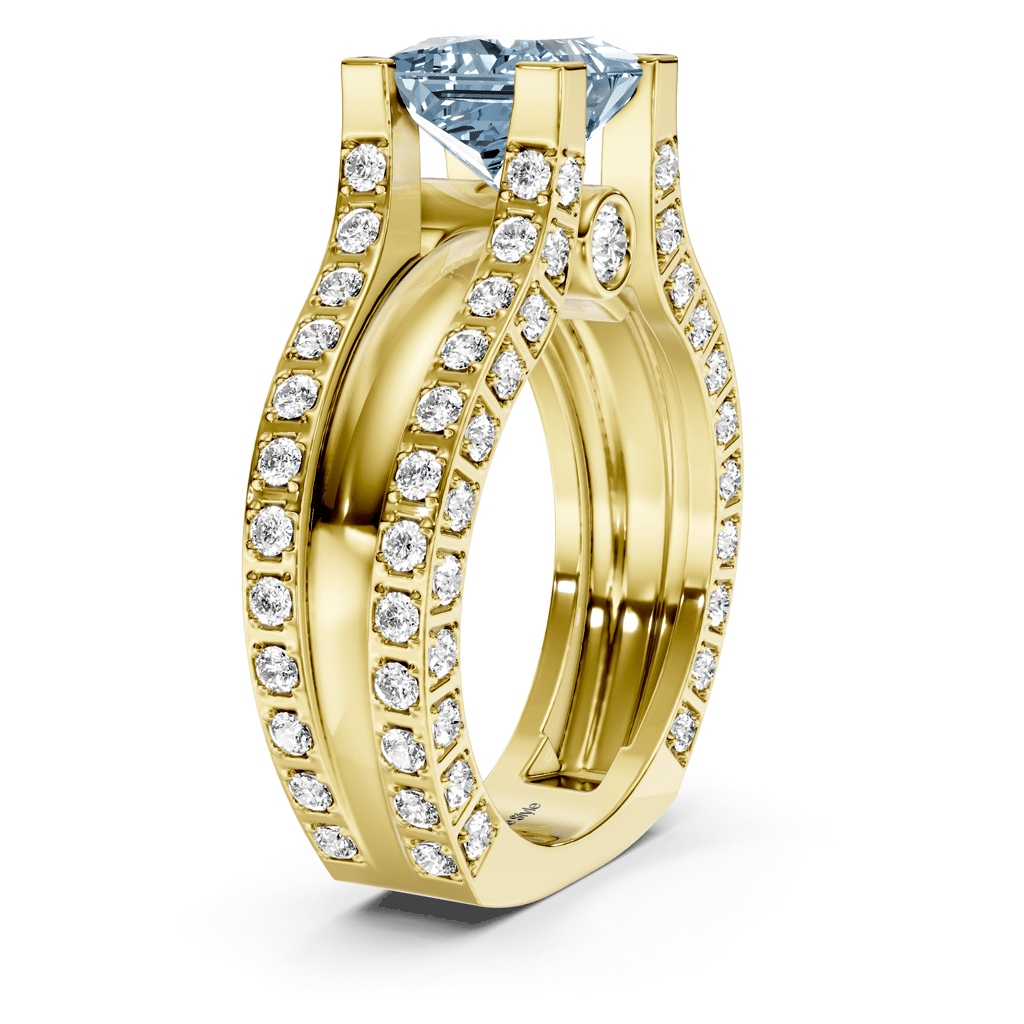 2.10 - 5.10 CT Princess &amp; Round Cut Fancy Blue Diamonds - Engagement Ring - Primestyle.com