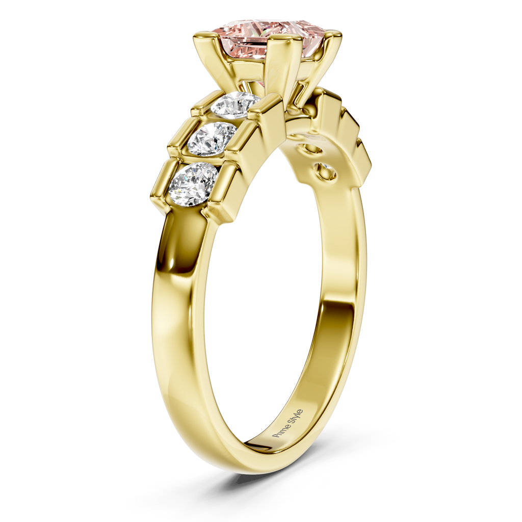 1.60-4.60 CT Princess &amp; Round Cut Fancy Pink Diamonds - Engagement Ring