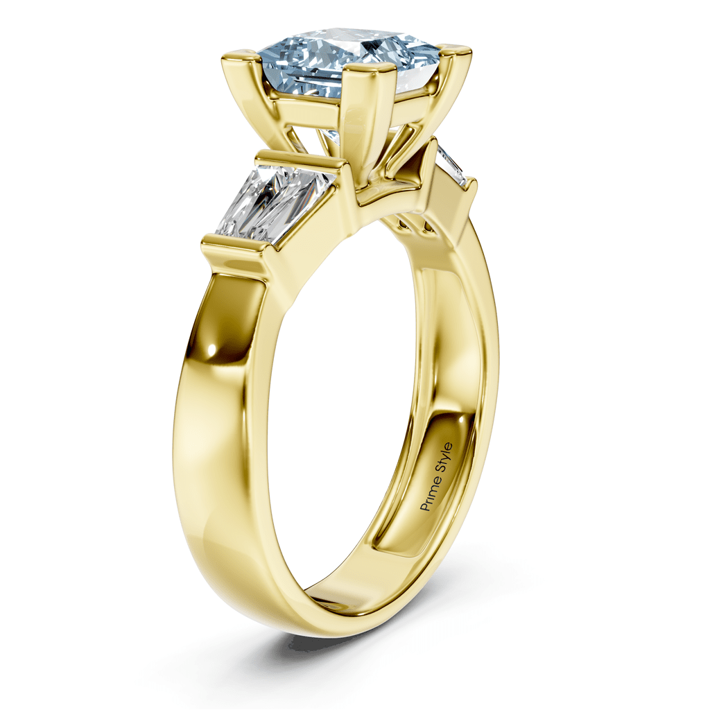 1.40-4.40 CT Princess & Taper Cut Fancy Blue Diamonds - Engagement Ring