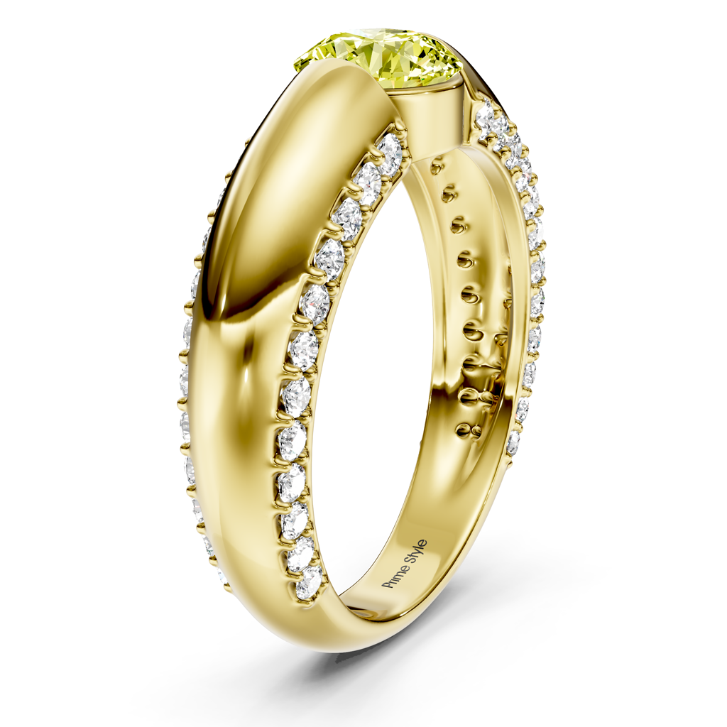 1.65-4.65 CT Round Cut Fancy Yellow Diamonds - Engagement Ring