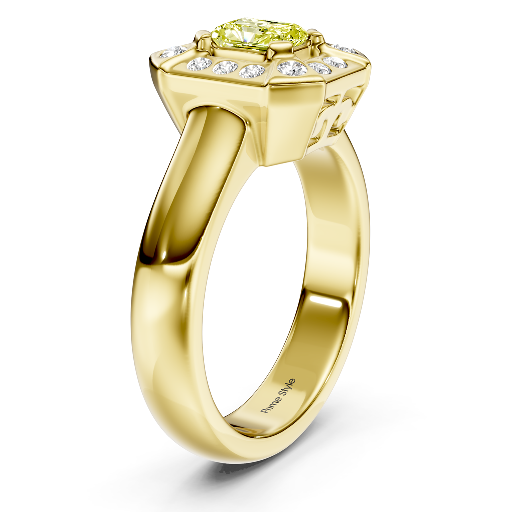 1.16-4.16 CT Radiant &amp; Round Cut Fancy Yellow Diamonds - Engagement Ring