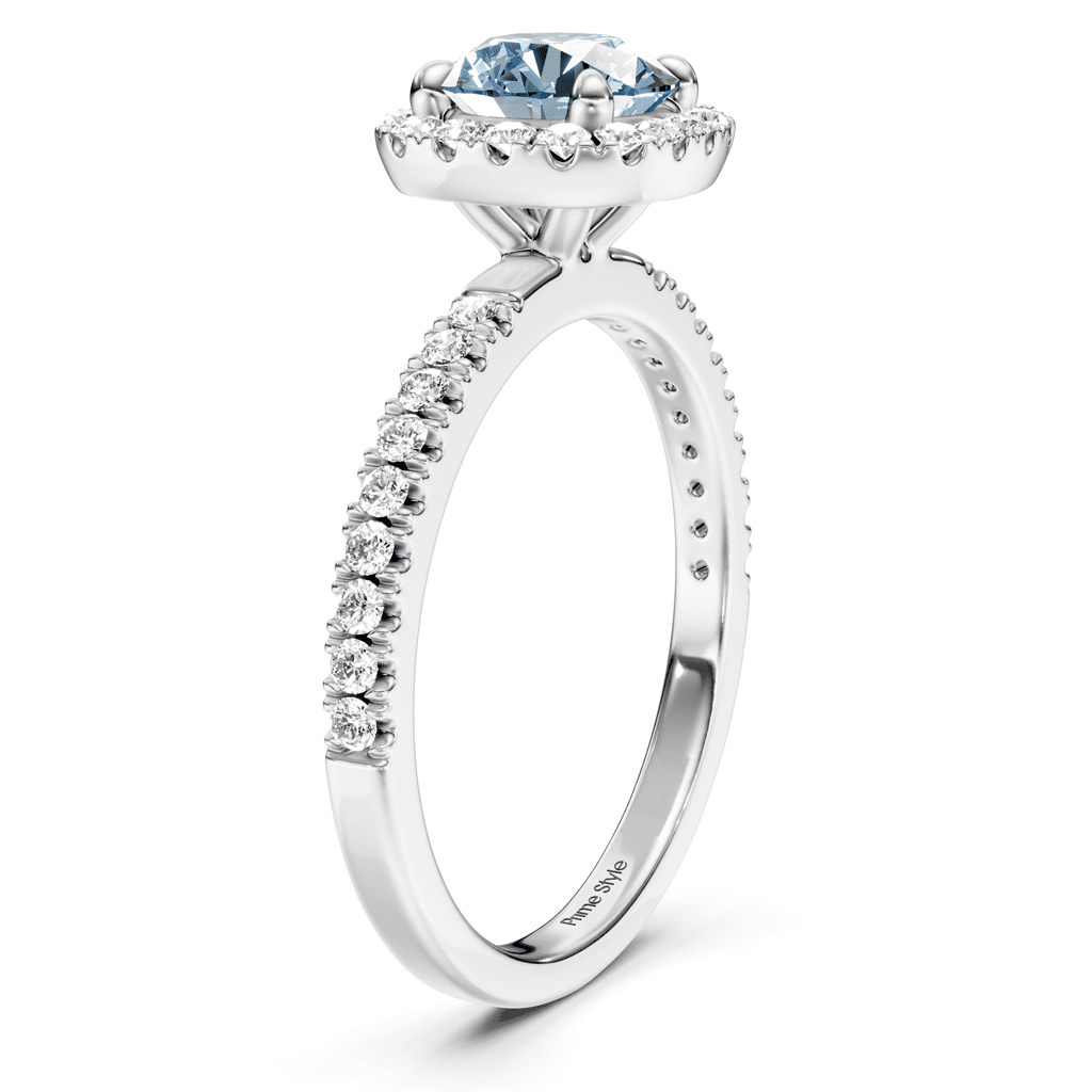 1.40-4.40 CT Round Cut Fancy Blue Diamonds - Engagement Ring