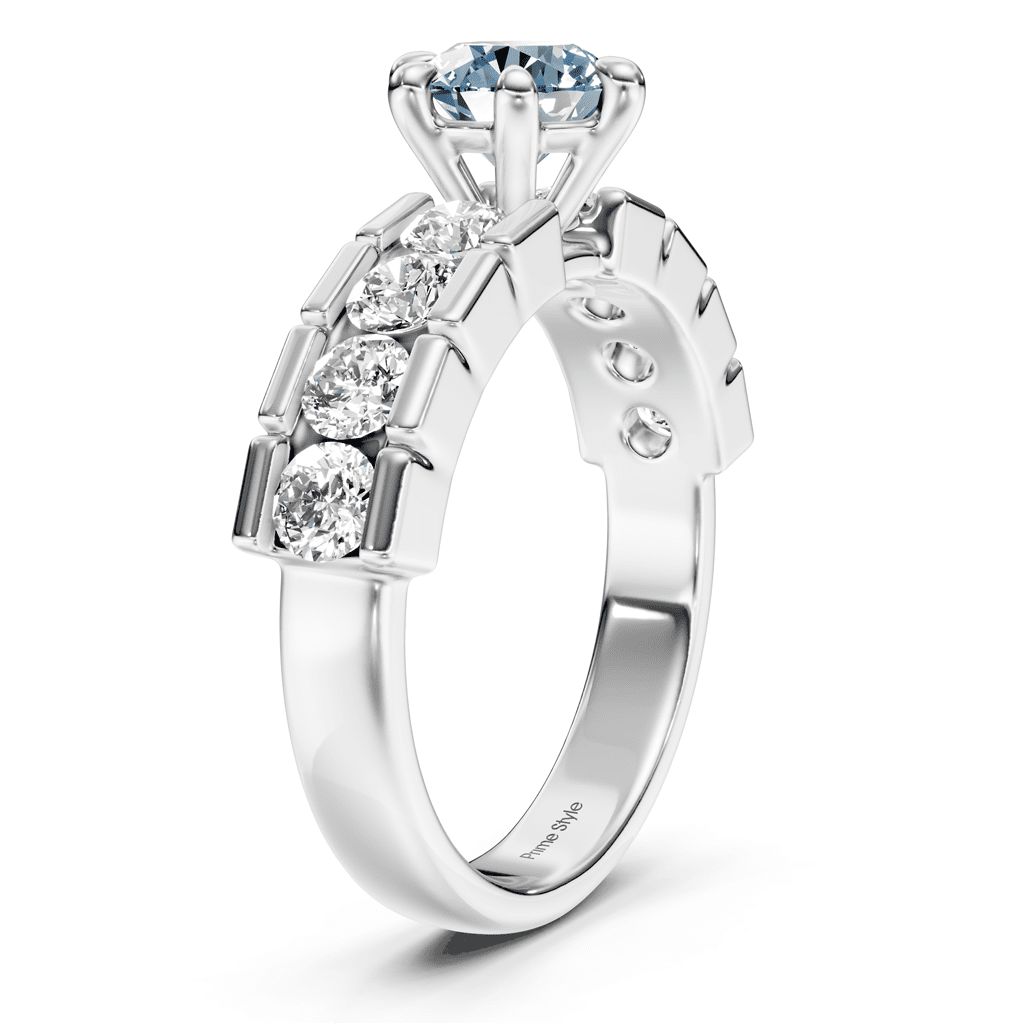 2.05-5.05 CT Round Cut Fancy Blue Diamonds - Engagement Ring