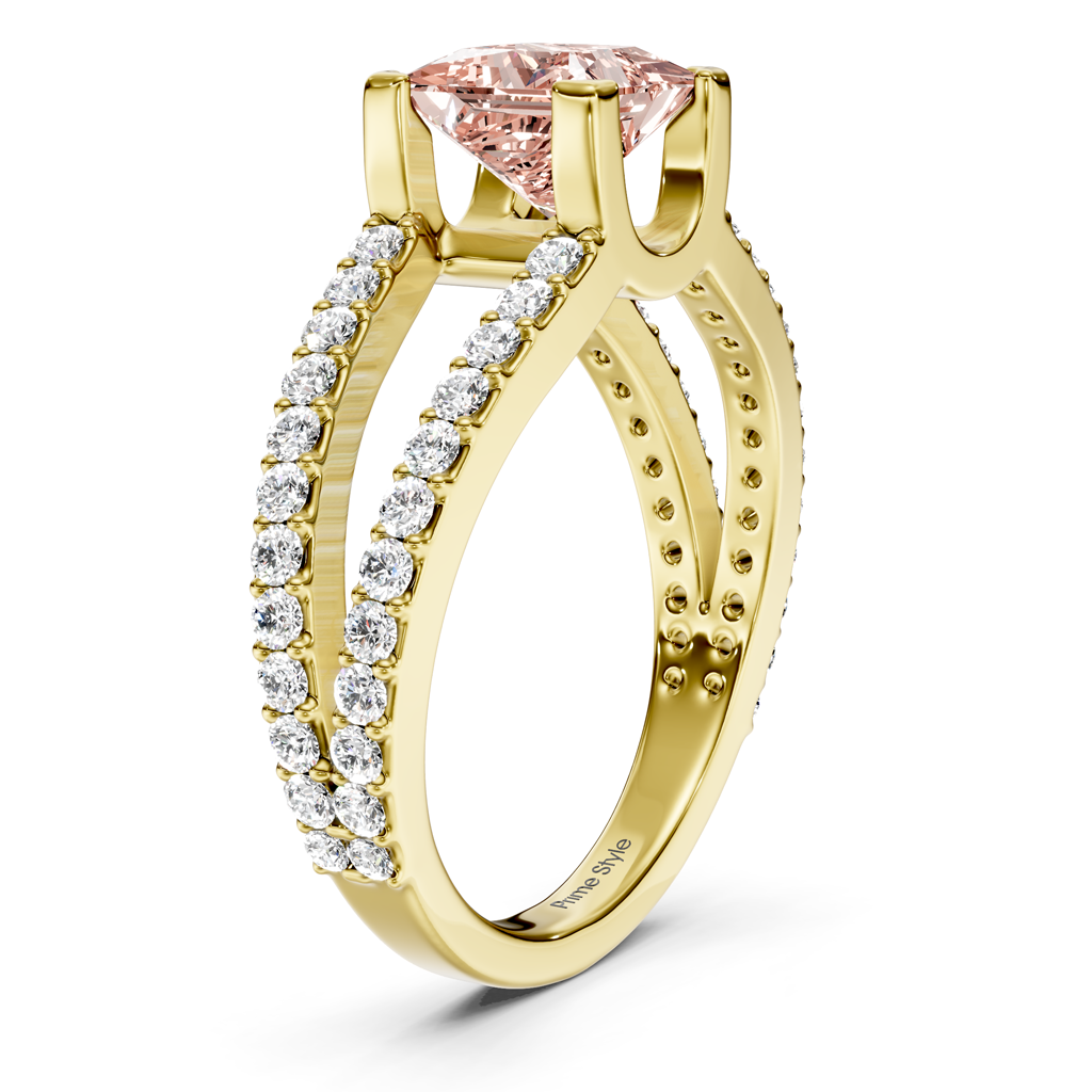 1.50-4.50 CT Princess &amp; Round Cut Fancy Pink Diamonds - Engagement Ring