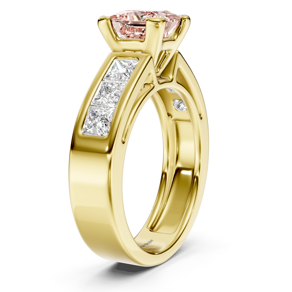 2.05-5.05 CT Princess Cut Fancy Pink Diamonds - Engagement Ring