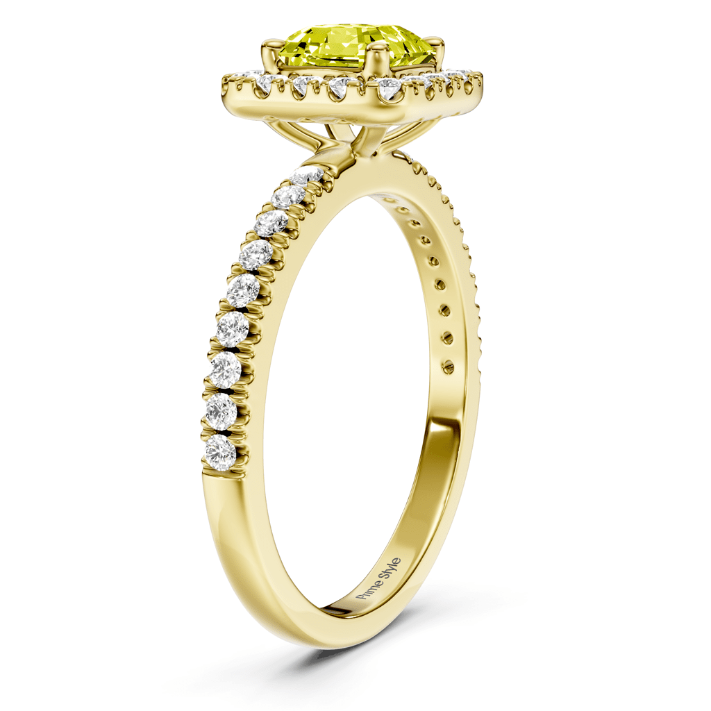1.45-4.45 CT Ascher & Round Cut Fancy Yellow Diamonds - Engagement Ring