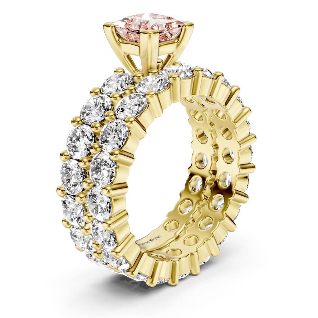 6.30-9.30 CT Princess &amp; Round Cut Fancy Pink Diamonds - Bridal Set