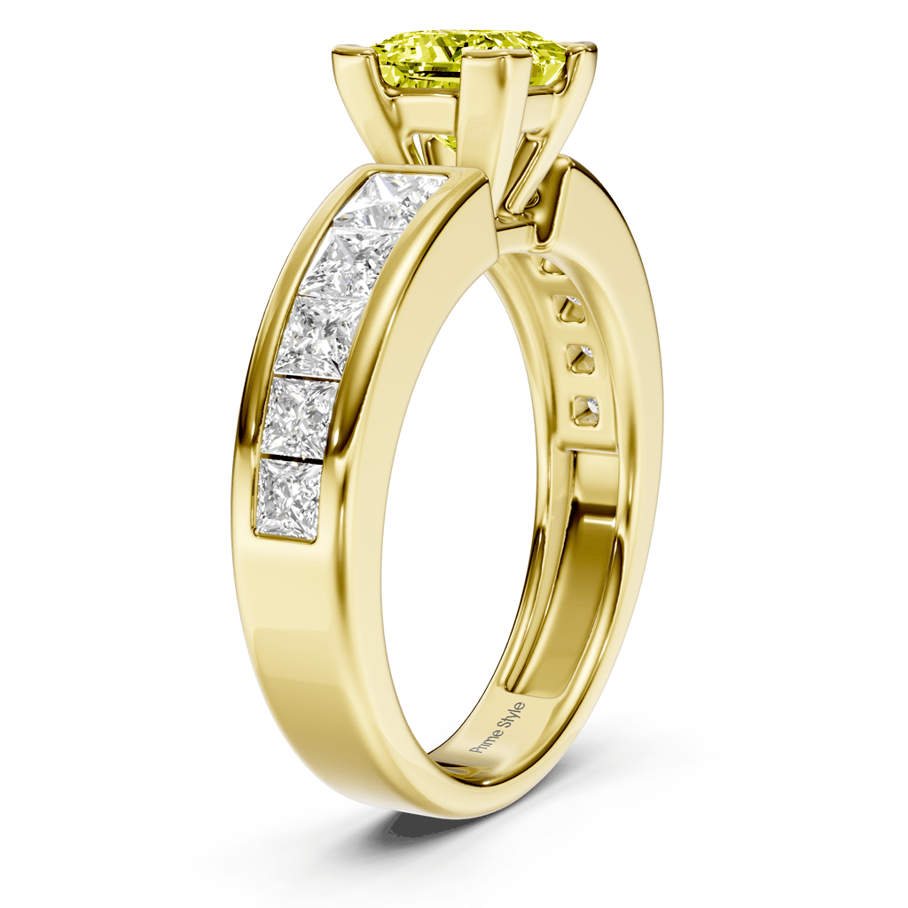 2.20 - 5.20 CT Princess Cut Fancy Yellow Diamonds - Engagement Ring - Primestyle.com