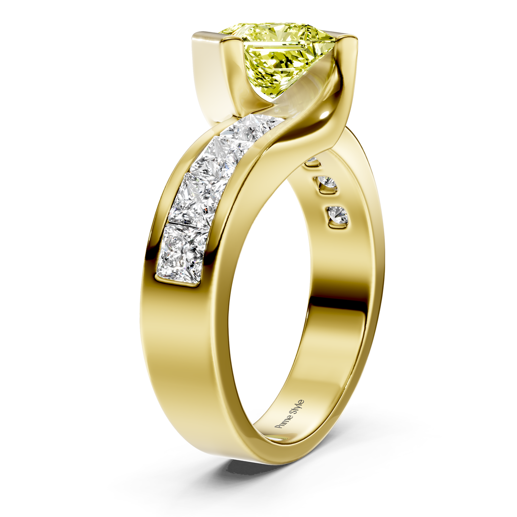 2.60-5.60 CT Princess Cut Fancy Yellow Diamonds - Engagement Ring