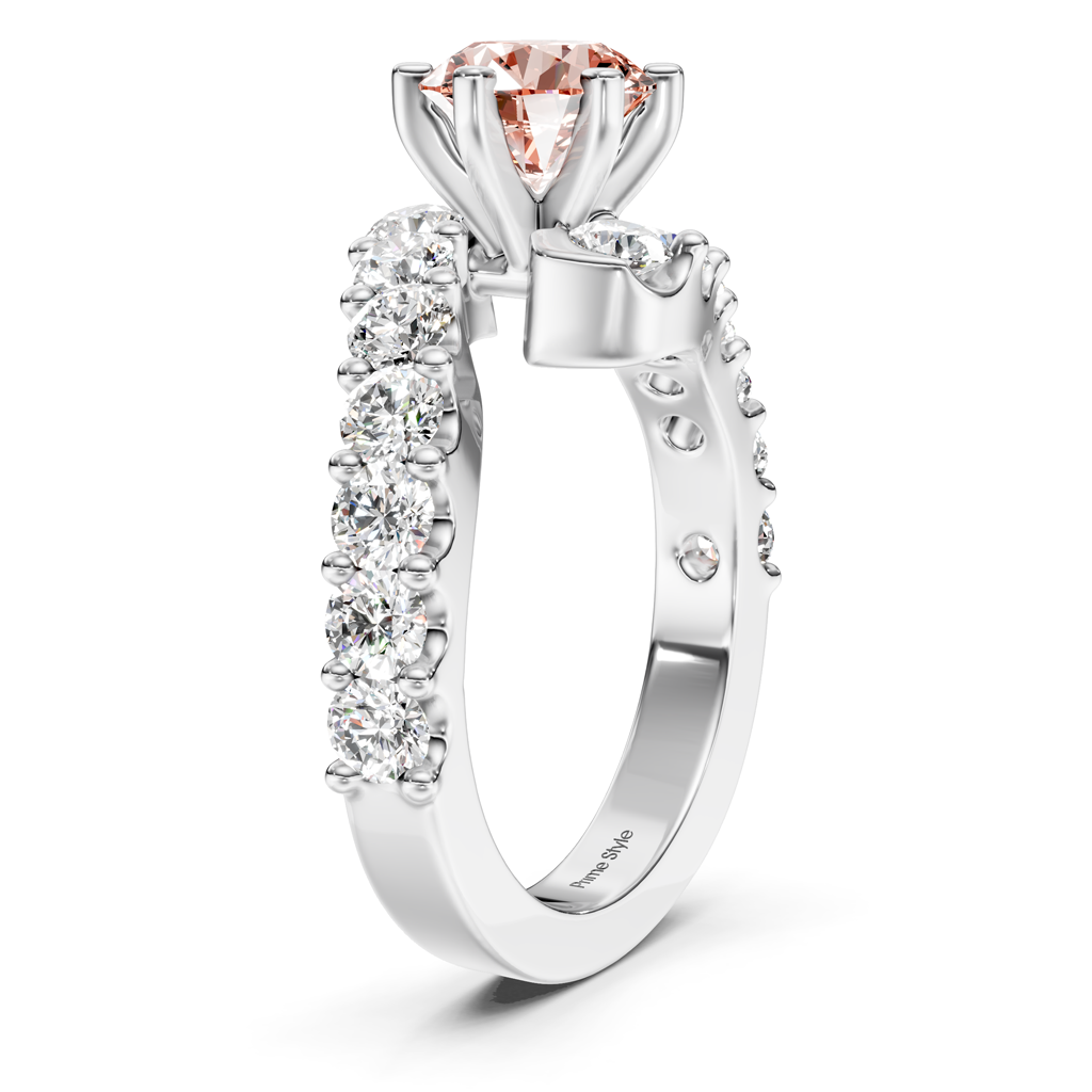 2.30-5.30 CT Round Cut Fancy Pink Diamonds - Engagement Ring