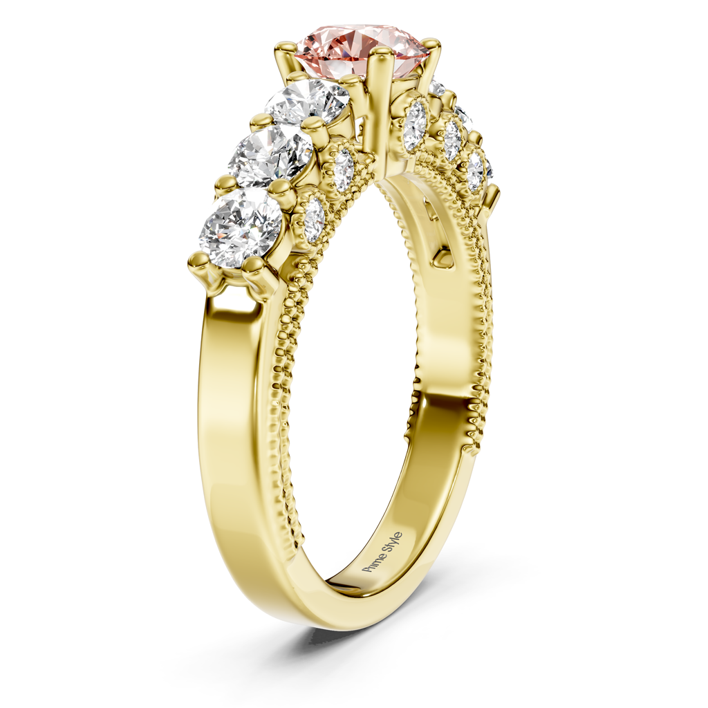 2.10-5.10 CT Round Cut Fancy Pink Diamonds - Engagement Ring