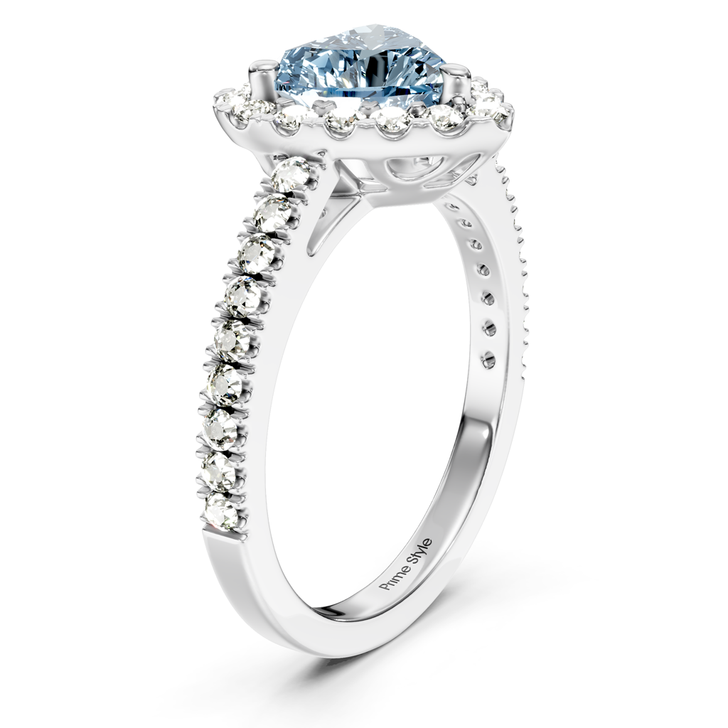 1.45-4.45 CT Heart &amp; Round Cut Fancy Blue Diamonds - Engagement Ring