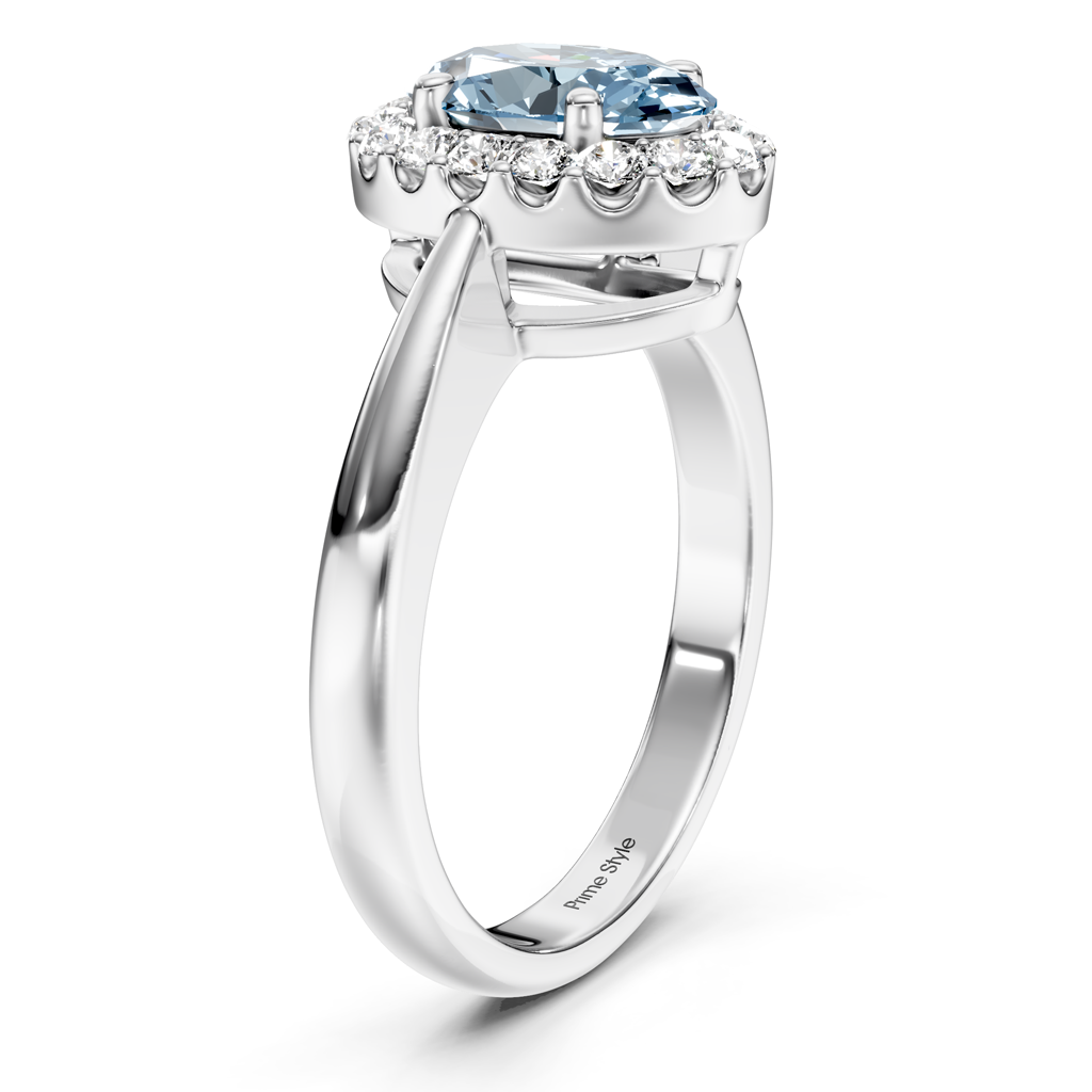 1.30-4.30 CT Oval &amp; Round Cut Fancy Blue Diamonds - Engagement Ring