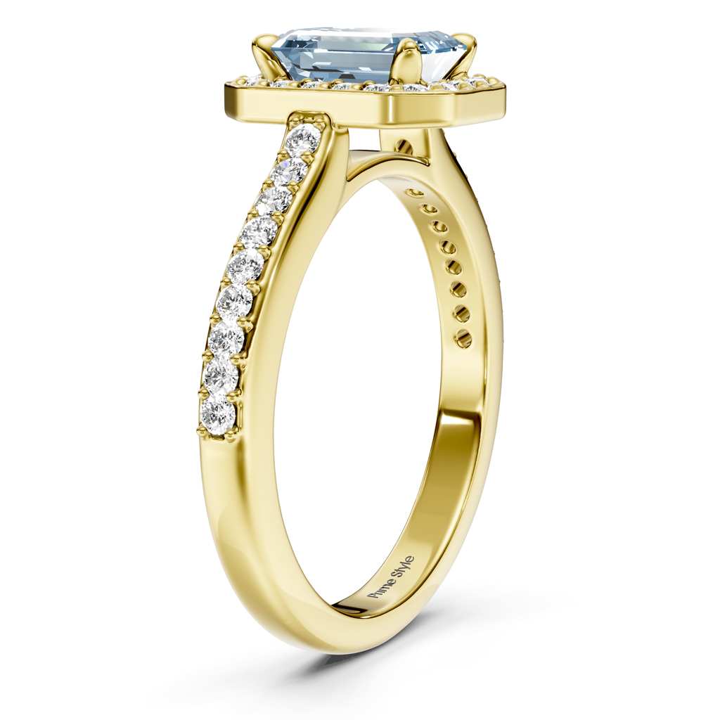 1.30-4.30 CT Emerald &amp; Round Cut Fancy Blue Diamonds - Engagement Ring