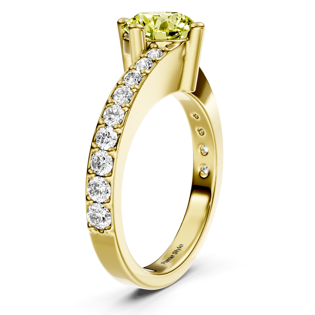 1.35-4.35 CT Round Cut Fancy Yellow Diamonds - Engagement Ring