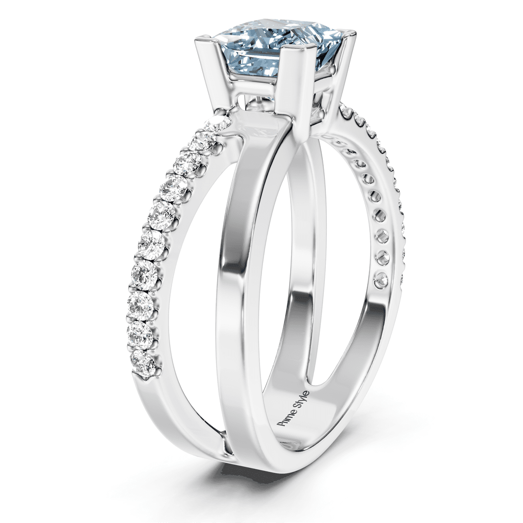 1.25-4.25 CT Princess & Round Cut Fancy Blue Diamonds - Engagement Ring