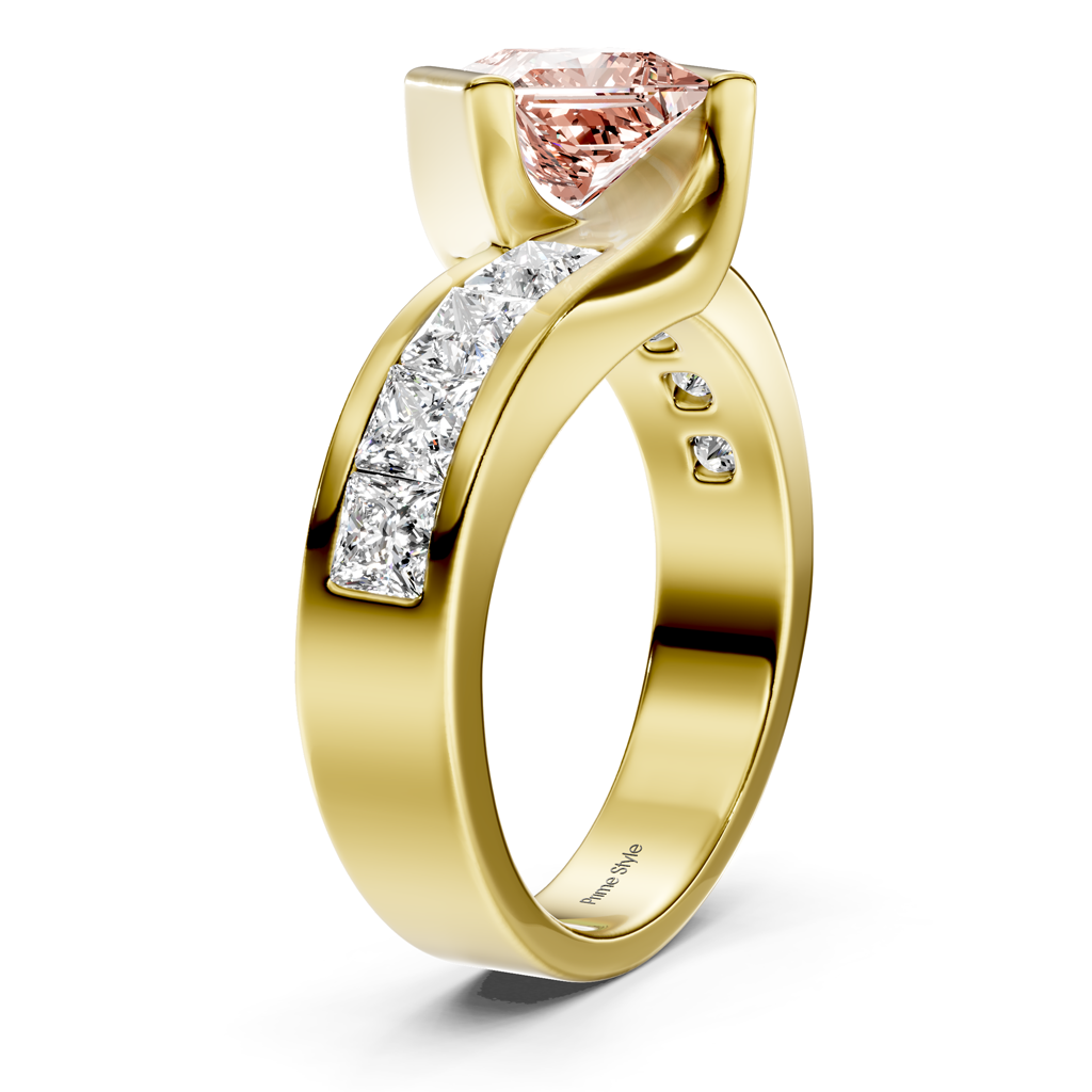 2.60-5.60 CT Princess Cut Fancy Pink Diamonds - Engagement Ring