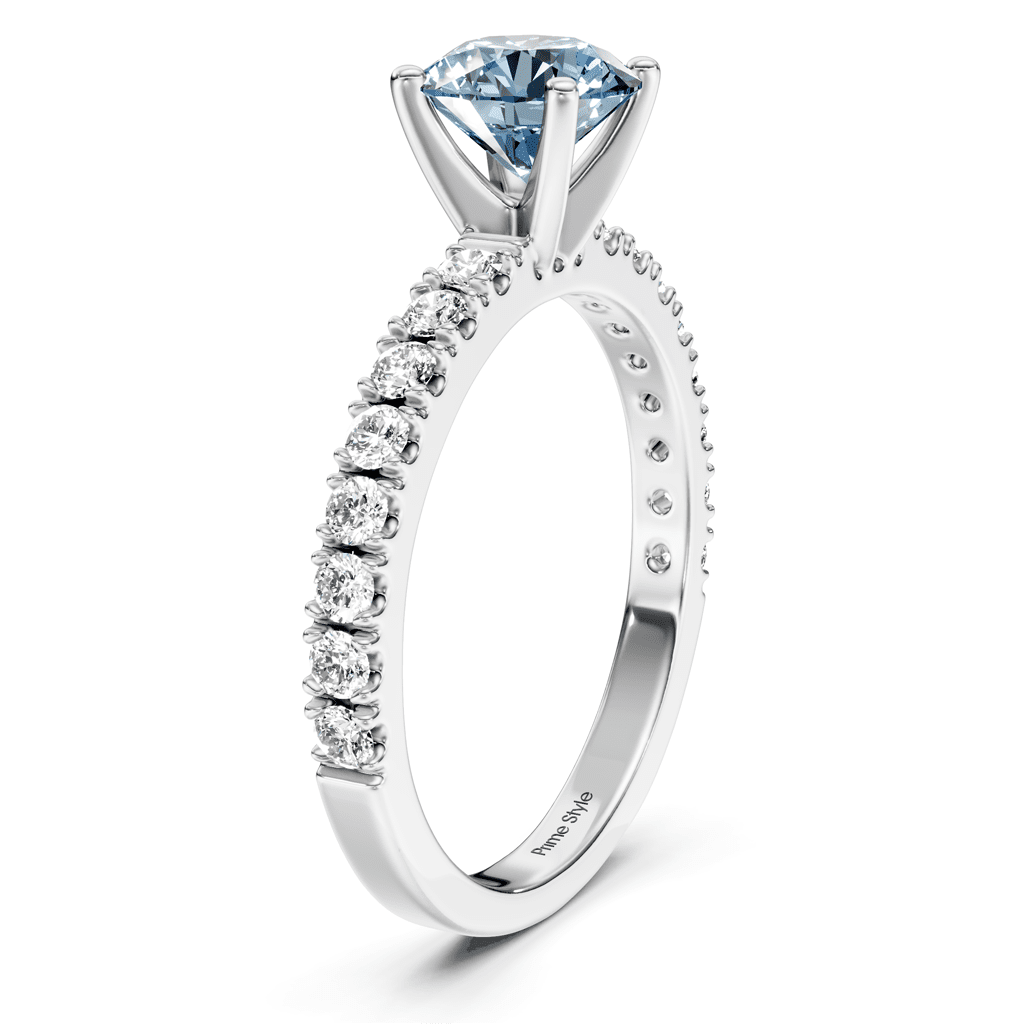 1.40-4.40 CT Round Cut Fancy Blue Diamonds - Engagement Ring