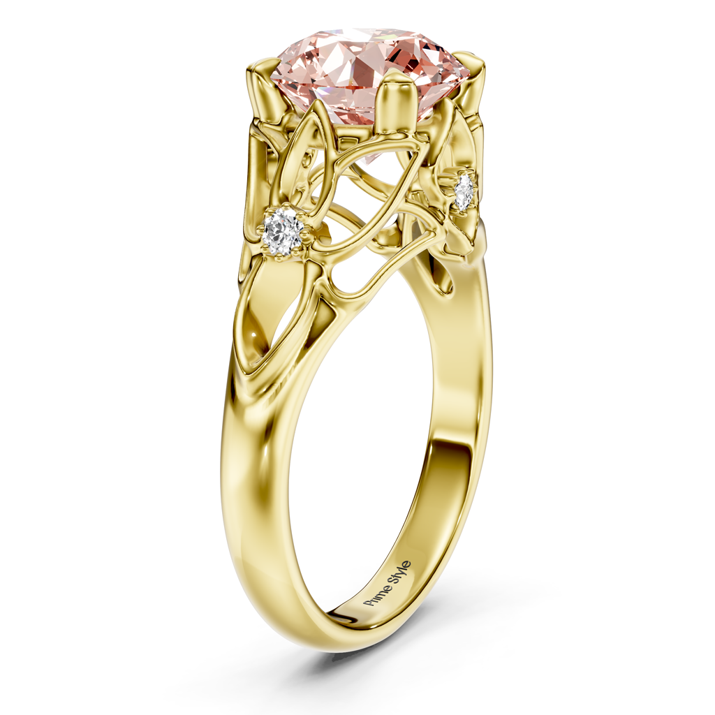 1.07-4.07 CT Round Cut Fancy Pink Diamonds - Engagement Ring