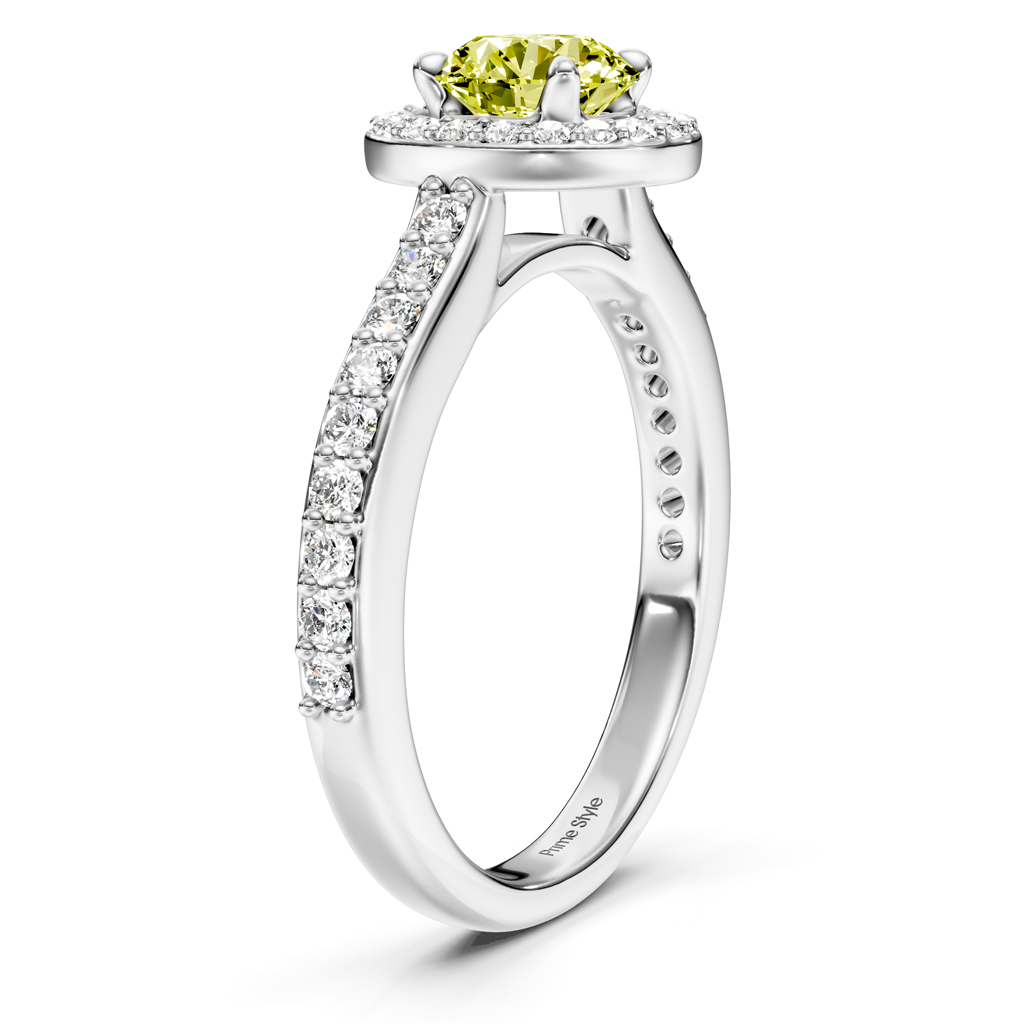 1.40-4.40 CT Round Cut Fancy Yellow Diamonds - Engagement Ring